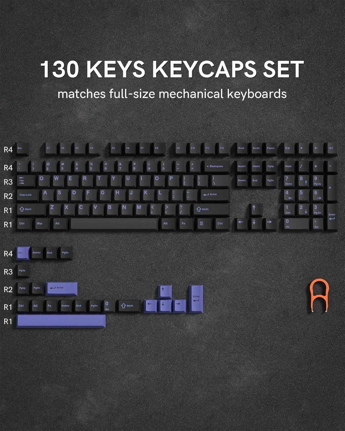 Womier 130 Keys Chocolate Brown Double Shot PBT Keycaps Set Cherry Profile Custom Keycaps for Retro Gaming Mechanical Keyboard