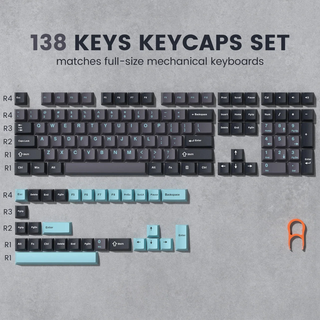 Womier 130 Keys Chocolate Brown Double Shot PBT Keycaps Set Cherry Profile Custom Keycaps for Retro Gaming Mechanical Keyboard