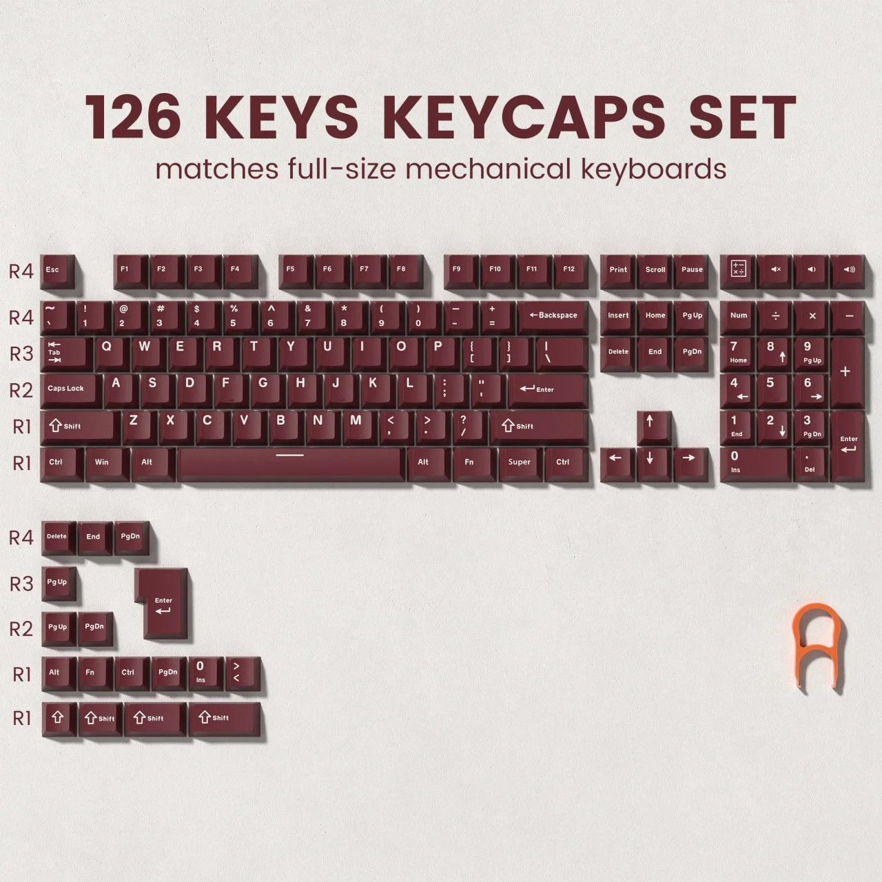 Womier 130 Keys Chocolate Brown Double Shot PBT Keycaps Set Cherry Profile Custom Keycaps for Retro Gaming Mechanical Keyboard