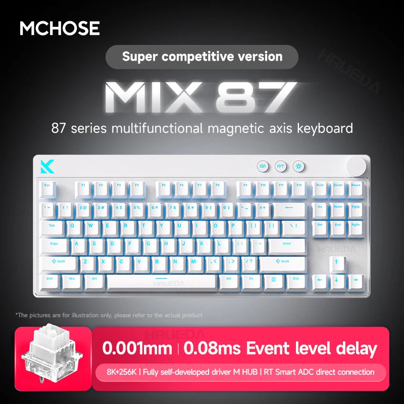 MCHOSE MIX87 Magnetic Axis Keyboard Wired Gaming Keyboard RGB 8K+256K E-sport 0.08ms Low Latency 0.001mmRT Customized Keyboard