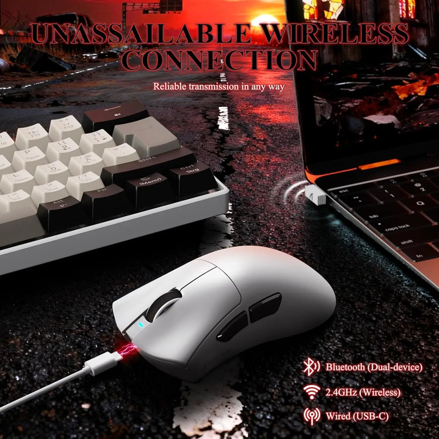 Attack Shark V3 PRO  Superlight Wireless Gaming MouseRGB Magnetic Charging Dock,BK52820 Tri-Mode25000DPI 500mAh 5 Programmable