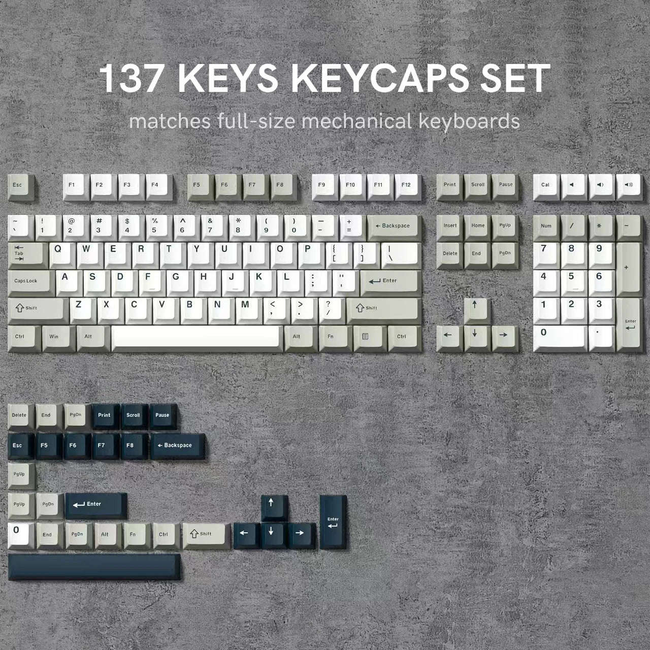 Womier 130 Keys Chocolate Brown Double Shot PBT Keycaps Set Cherry Profile Custom Keycaps for Retro Gaming Mechanical Keyboard