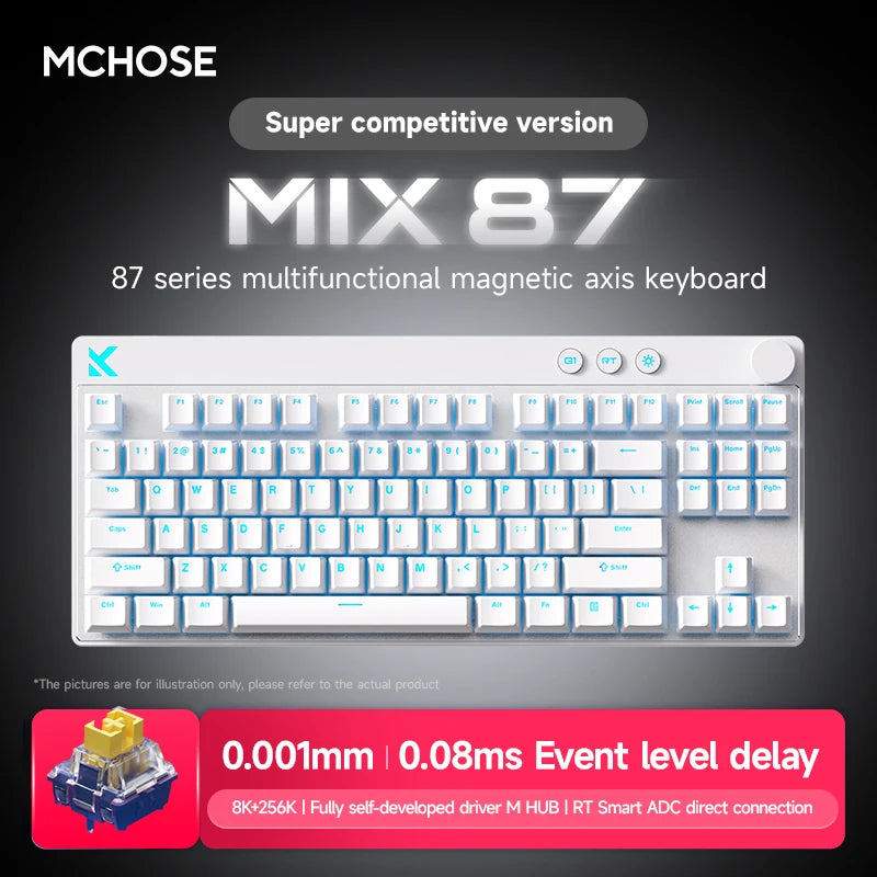 MCHOSE MIX87 Magnetic Axis Keyboard Wired Gaming Keyboard RGB 8K+256K E-sport 0.08ms Low Latency 0.001mmRT Customized Keyboard