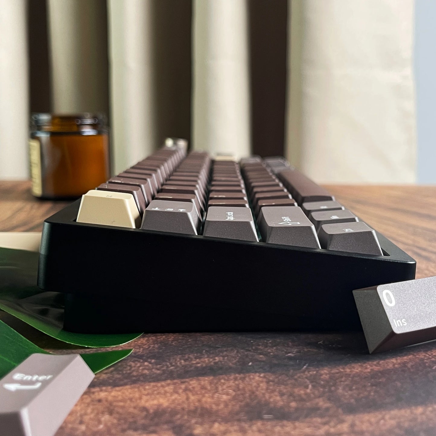 Womier 130 Keys Chocolate Brown Double Shot PBT Keycaps Set Cherry Profile Custom Keycaps for Retro Gaming Mechanical Keyboard
