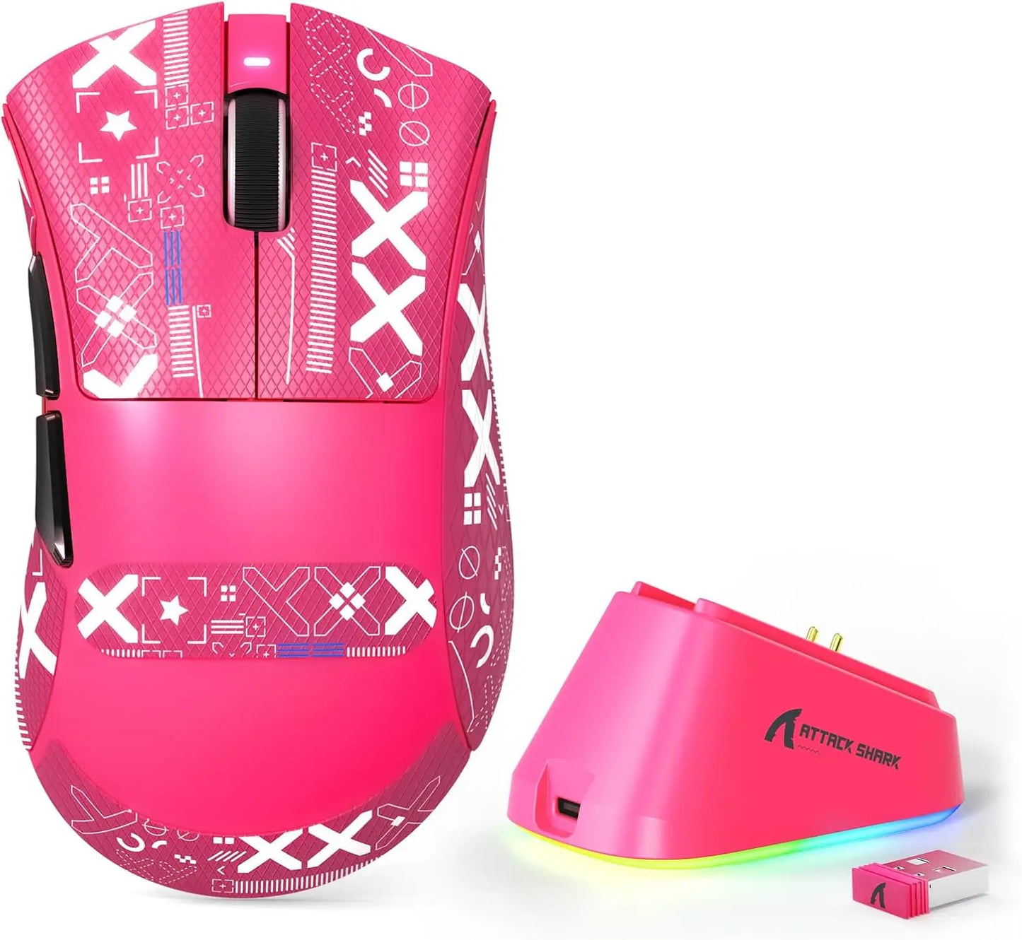 Attack Shark V3 PRO  Superlight Wireless Gaming MouseRGB Magnetic Charging Dock,BK52820 Tri-Mode25000DPI 500mAh 5 Programmable