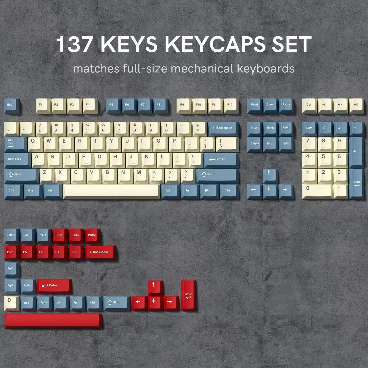 Womier 130 Keys Chocolate Brown Double Shot PBT Keycaps Set Cherry Profile Custom Keycaps for Retro Gaming Mechanical Keyboard