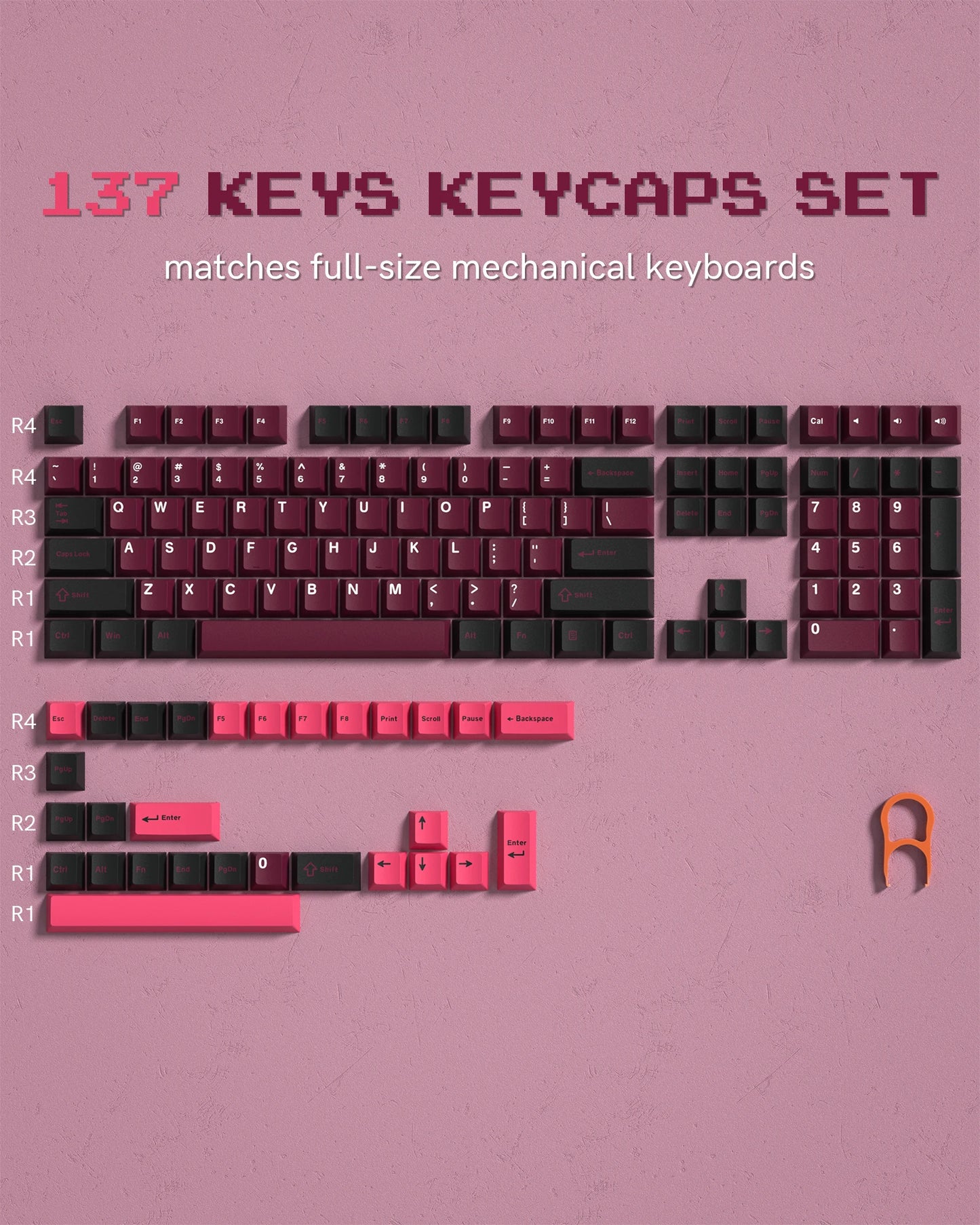 Womier 130 Keys Chocolate Brown Double Shot PBT Keycaps Set Cherry Profile Custom Keycaps for Retro Gaming Mechanical Keyboard