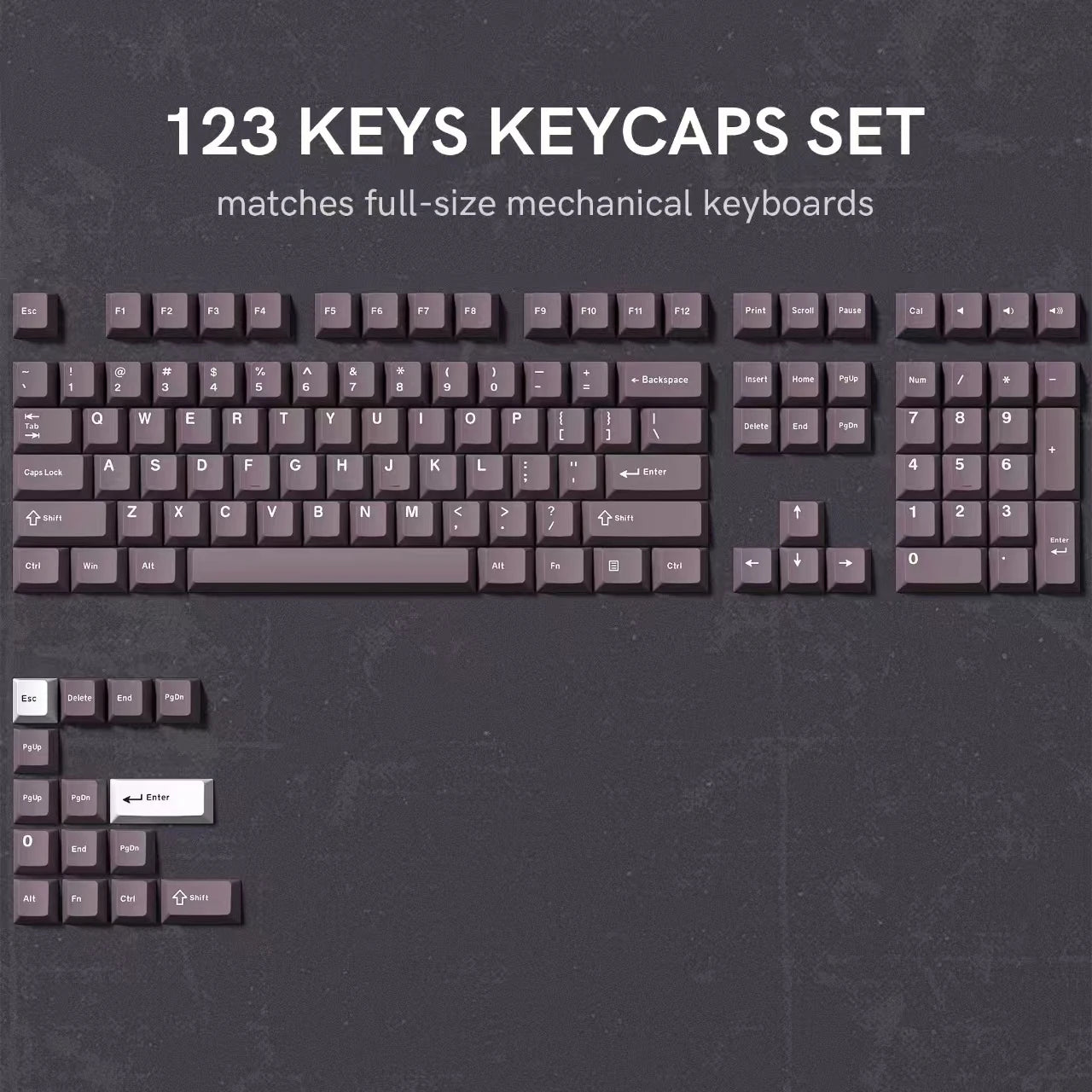 Womier 130 Keys Chocolate Brown Double Shot PBT Keycaps Set Cherry Profile Custom Keycaps for Retro Gaming Mechanical Keyboard