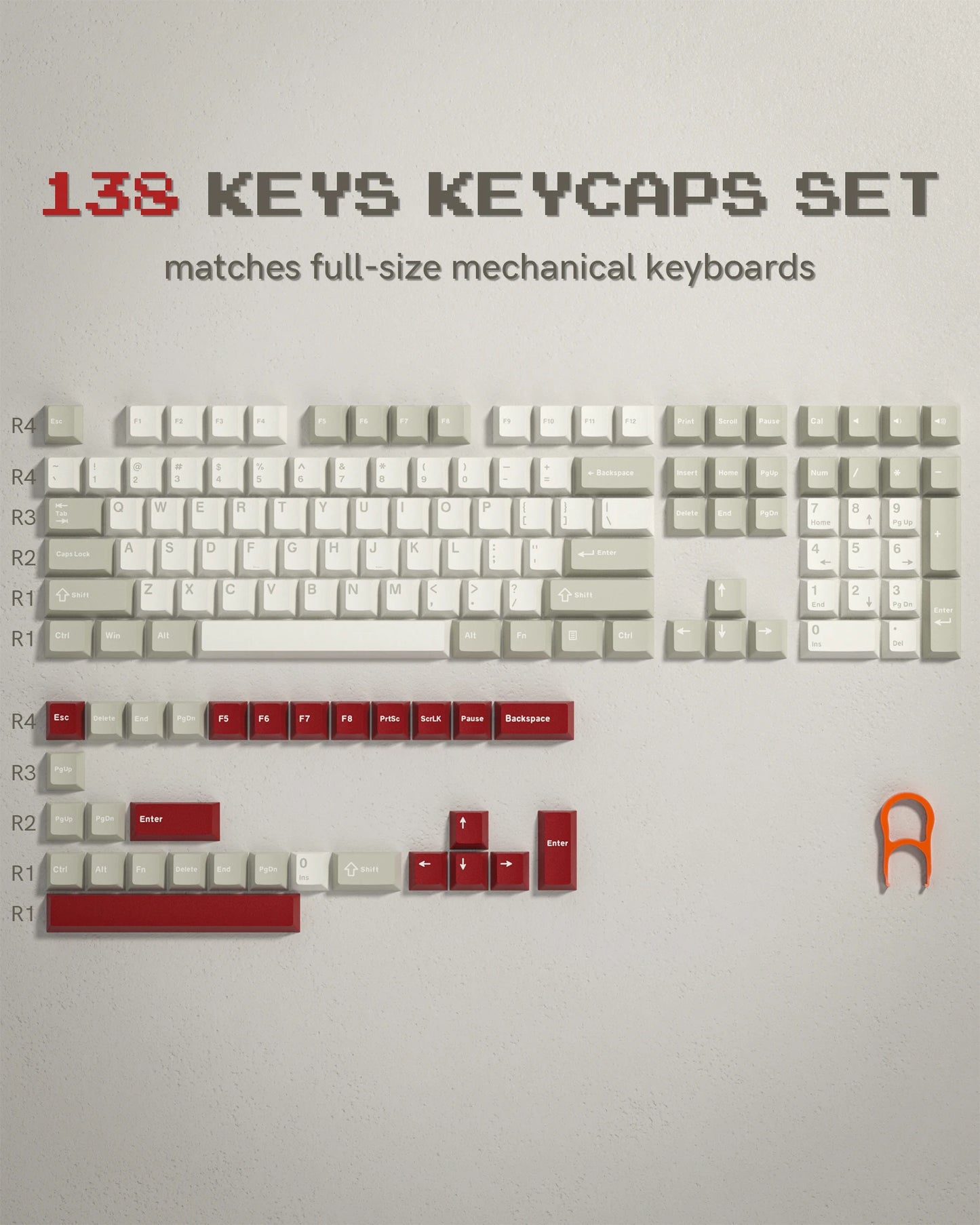 Womier 130 Keys Chocolate Brown Double Shot PBT Keycaps Set Cherry Profile Custom Keycaps for Retro Gaming Mechanical Keyboard